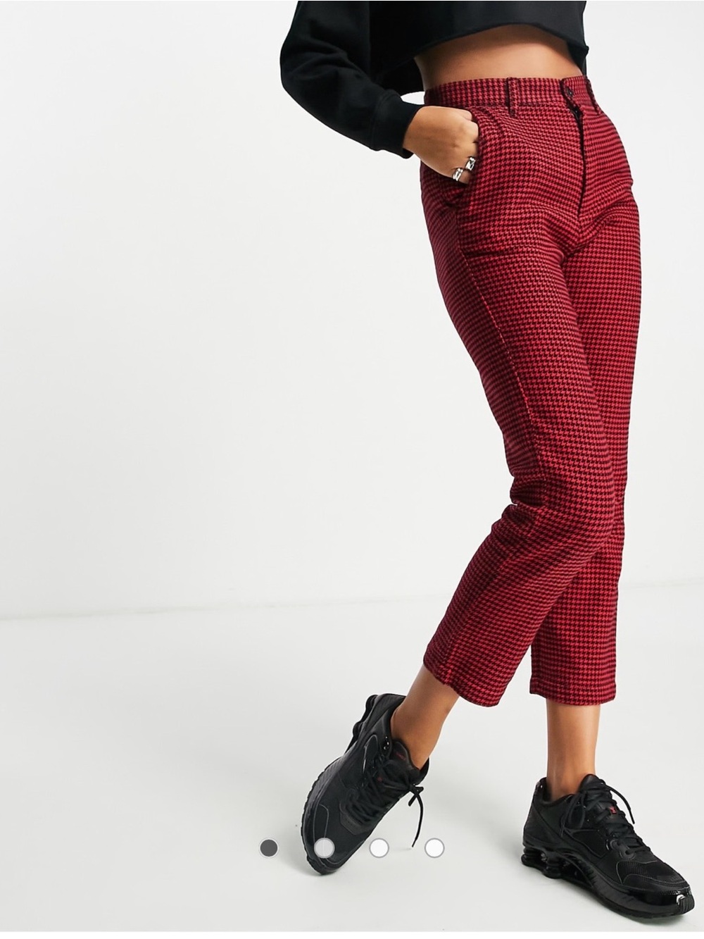 Carhartt WIP Norvell Red Houndstooth Pants - Stylish Tailored Fit